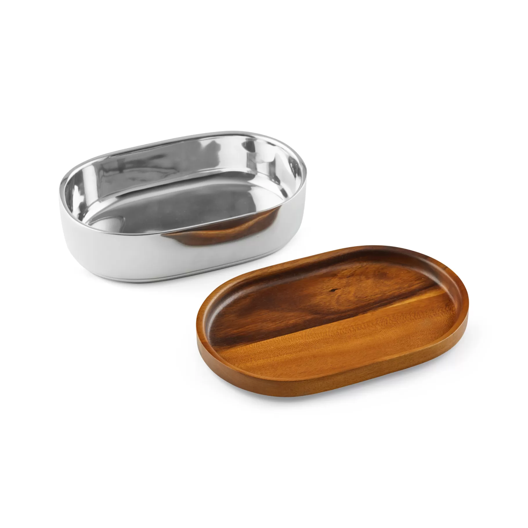 Discount Oblong Nest Bowl W/ Wood Lid Nambe Alloy Bowls