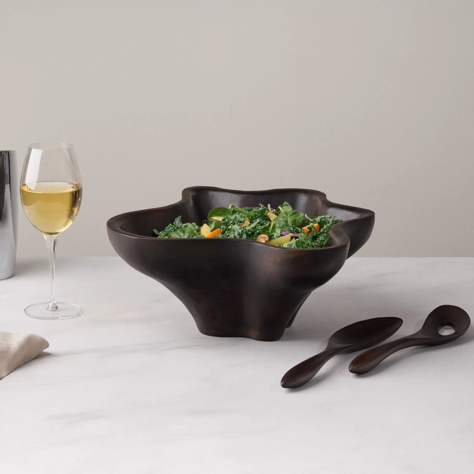 Flash Sale Oceana Coral Salad Bowl W/ Servers - Espresso Salad Bowls
